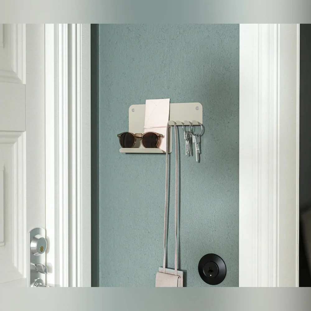 IKEA HAVREKROSS Wall Mounted Organizer w/ Hooks Light Grey-Beige